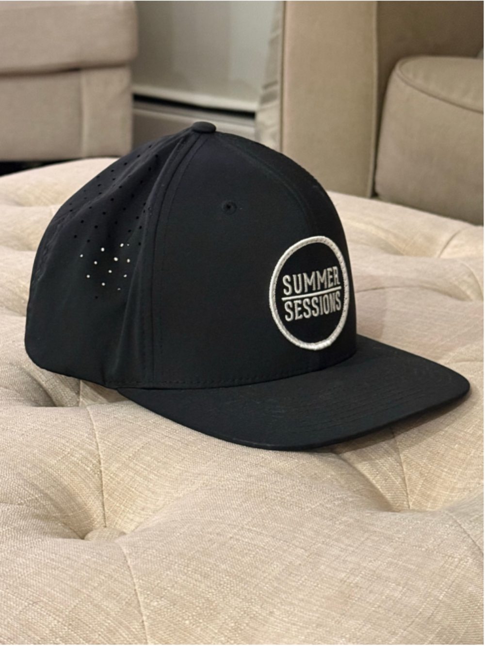 Men's Summer Sessions Snapback Hat One Size Black White
